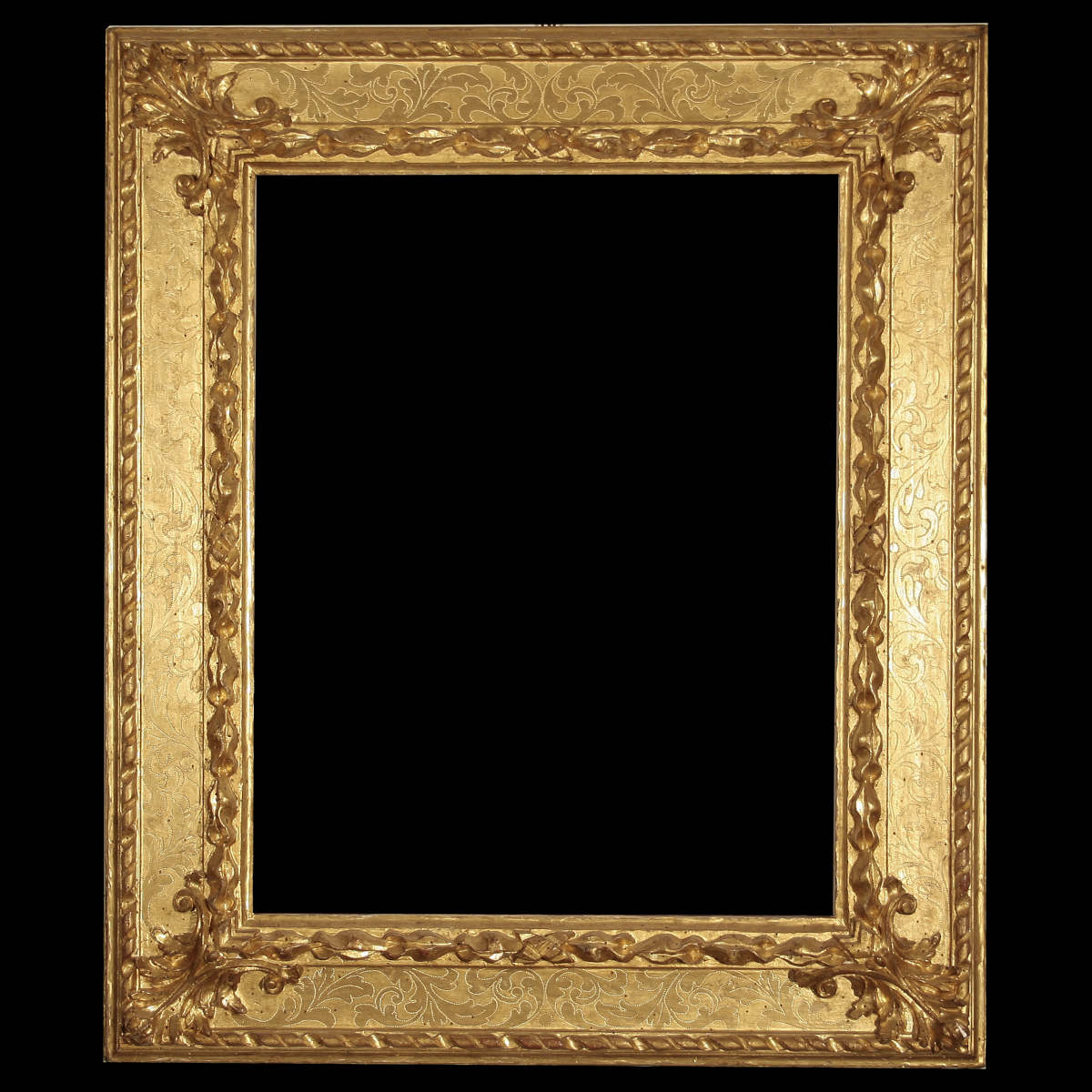 Rome Round framed mirror - Antique Gold Leaf